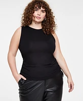 Bar Iii Trendy Plus Sleeveless Jersey Crewneck Top, Created for Macy's