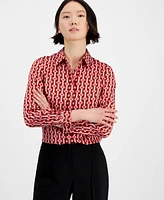 Anne Klein Women's Printed Collared Button-Front Shirt