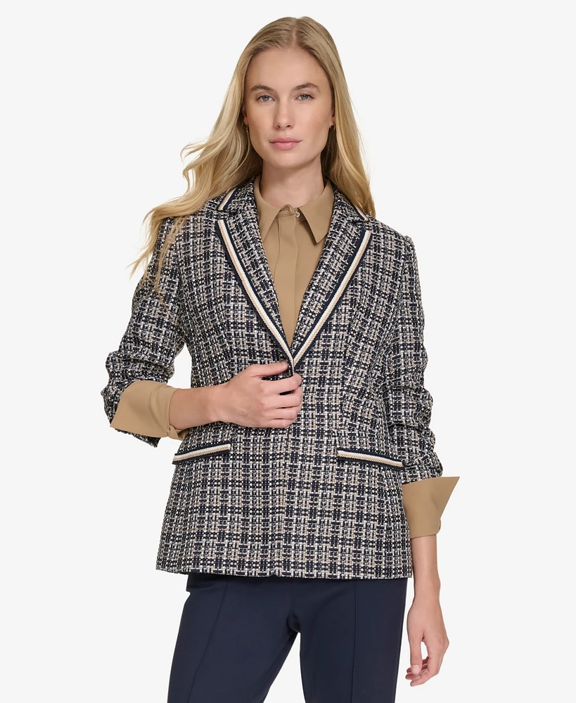 Tommy Hilfiger Women's Textured Plaid Single-Button Blazer