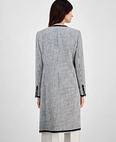 Anne Klein Women's Tweed Collarless Long Jacket