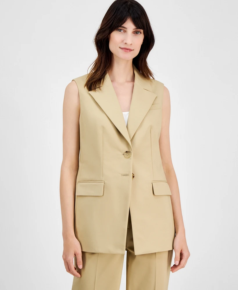 Anne Klein Women's Peak-Lapel Long Vest