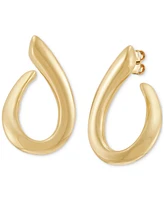 Italian Silver Polished Swoop Drop Earrings in 18k Gold-Plated Sterling Silver