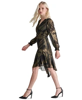 Dkny Women's Metallic-Print Asymmetric-Hem Dress