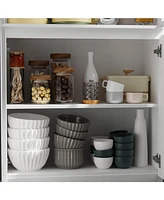 Famapy White Wood Accent Storage Cabinet With Tempered Glass Doors