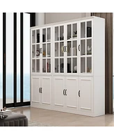 Famapy Tall 2-in-1 Wood White Accent Bookcase 12-Shelf Bookshelf