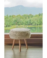 Anaya Home Textured Taupe Oversized Handwoven Stool