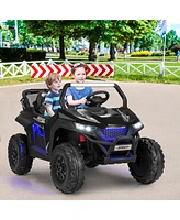 Costway 12V 2-Seater Kids Ride On Utv Rc Electric Vehicle Suspension w/ Lights & Music