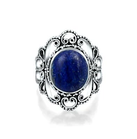 Bling Jewelry Western Large Filigree Oval Cabochon Armor Full Finger Statement Blue Turquoise Ring For Women Oxidized .925 Sterling Silver