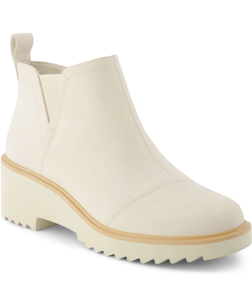 Toms Women's Maude Soft Suede Side Zip Wedge Booties