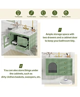 Slickblue Elegant Floating Bathroom Vanity Sink & Cabinet Combo with 1 Door and 2 Drawers