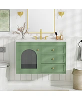 Slickblue Elegant Floating Bathroom Vanity Sink & Cabinet Combo with 1 Door and 2 Drawers