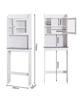 Slickblue Modern Over-the-Toilet Wood Storage Cabinet – White Space Saver for Bathroom Organization