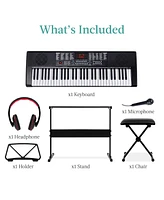 Best Choice Products 61-Key Beginners Electronic Keyboard Piano Set w/ Led, 3 Teaching Modes, H-Stand, Stool