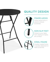 Best Choice Products 32in Bar Height Folding Table, Indoor Outdoor Accessory w/ Thick Table Top, 330lb Capacity