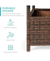 Best Choice Products Wicker Rattan Patio Side Table Outdoor Furniture for Garden, Pool, Deck w/ Umbrella Hole