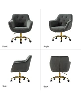 Modern Cute Tufted Office Chair with Gold Base for Living Room, Bedroom