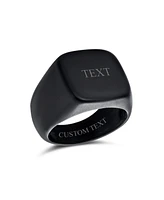 Bling Jewelry Large Square Black Signet Ring Stainless Steel Matte Finish