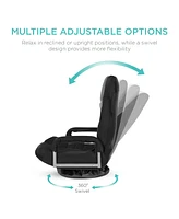 Best Choice Products 360-Degree Swivel Gaming Floor Chair w/ Armrest Handles, Foldable Adjustable Back