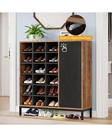 Tribesigns Shoe Cabinet for Entryway, 6-tier Shoe Rack with Doors & 23 Cubbies, 23-26 Pair Shoe Storage Cabinet with Adjustable Shelves