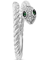 Effy Diamond (1/10 ct. t.w.) & Tsavorite Accent Snake Ring in Sterling Silver