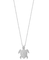 Effy Diamond Sea Turtle 18" Pendant Necklace (1/4 ct. t.w.) in Sterling Silver