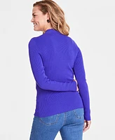 I.n.c. International Concepts Women's Detail Ribbed Mock Neck Sweater, Created for Macy's