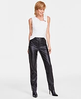 I.n.c. International Concepts Women's Faux-Leather Straight Pants, Created for Macy's