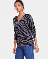 I.n.c. International Concepts Women's Zebra-Print V-Neck Sweater, Created for Macy's