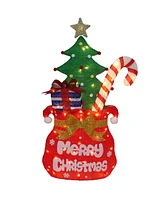 Northlight 41.75" 3D Lighted "Merry Christmas" Gift Bag Outdoor Yard Decoration