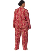 Lauren Ralph Plus Paisley Notched-Collar Pajama Set