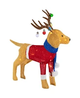 Northlight 36.5" Led Lighted Dog Wearing Antlers Christmas Outdoor Yard Decoration