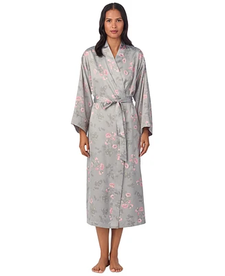 Lauren Ralph Women's Floral Satin Kimono Robe