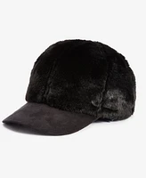 I.n.c. International Concepts Women's Faux-Fur & Faux-Suede Baseball Cap, Created for Macy's