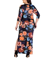 24seven Comfort Apparel Plus Printed Maxi Dress