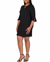 24seven Comfort Apparel Plus Three Quarter Sleeve Mini Dress