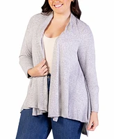 24seven Comfort Apparel Plus Open Front Long Sleeve Cardigan Sweater