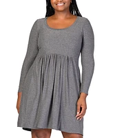 24seven Comfort Apparel Plus Long Sleeve Knee Length Dress