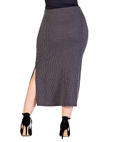 24seven Comfort Apparel Plus Ribbed Knit Maxi Skirt