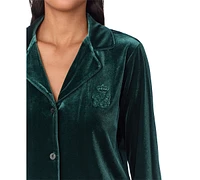 Lauren Ralph Women's Velvet Notched-Collar Pajama Set