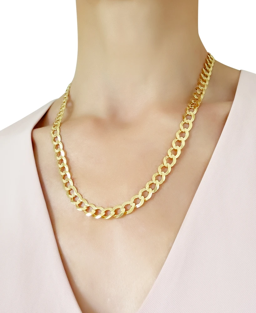 22" Open Curb Link Chain Necklace (8mm) in Solid 10k Gold