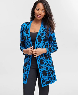 Jm Collection Petite Floral-Print Open-Front Cardigan, Created for Macy's