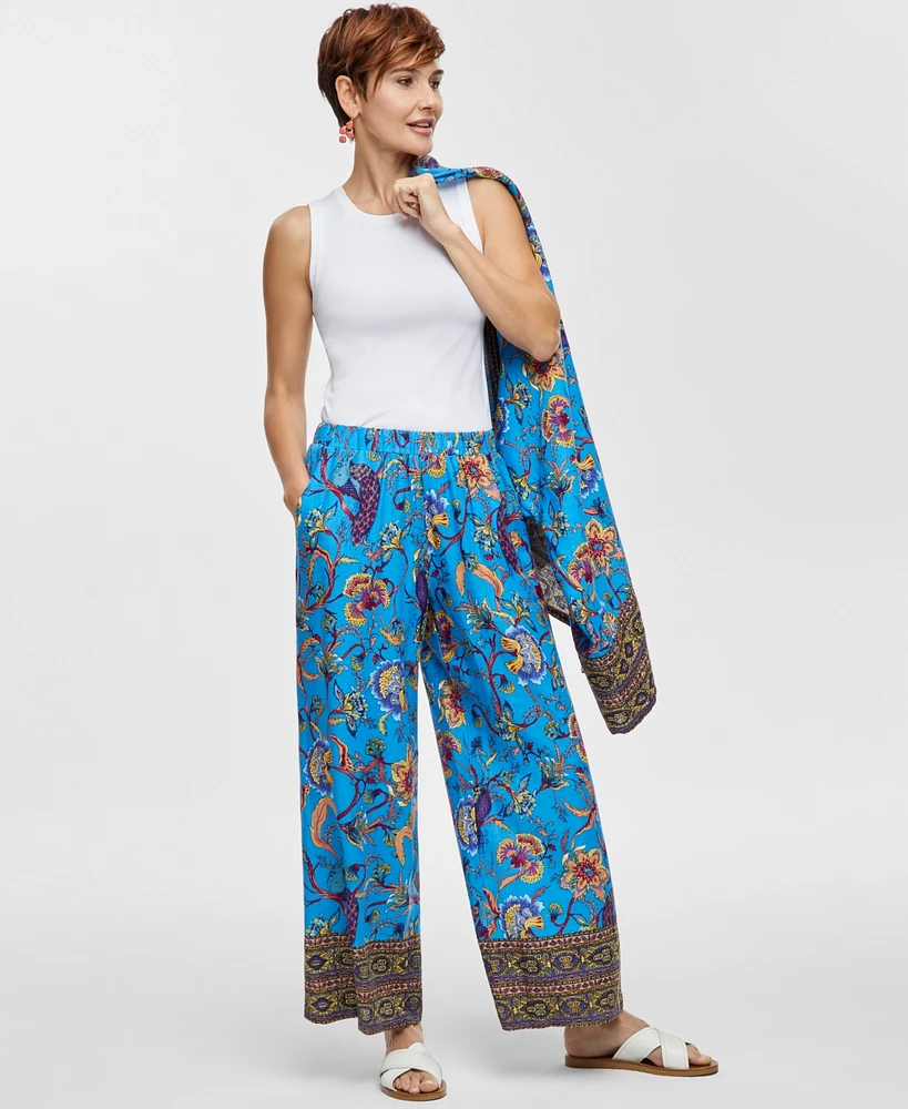 Jm Collection Women's Printed High-Rise Wie-Leg Pants, Exclusively at Macy's