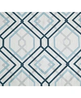 Kate Aurora Coordinating 4 Piece Geometric & Solid Curtain Set - 38 in. W x 96 L, Aqua