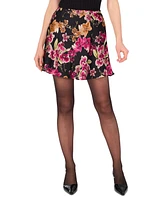 1.state Women's Bias-Cut Floral Satin Mini Skirt