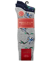 Perry Ellis Portfolio Men's 3-Pack Skiing Penguin and Holiday Print Dress Socks