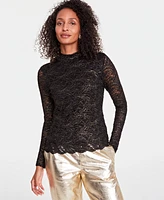 I.n.c. International Concepts Women's Metallic Lace Blouse, Created for Macy's