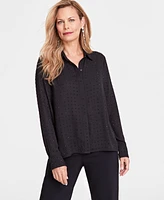 I.n.c. International Concepts Women's Rhinestone Button-Front Blouse, Created for Macy's