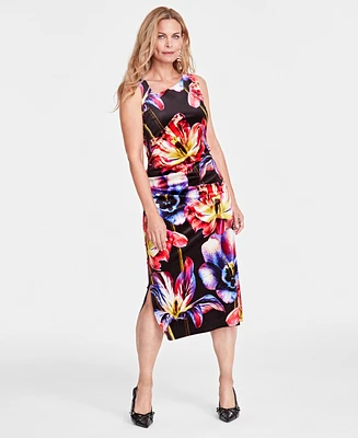 I.n.c. International Concepts Women's Velvet Floral-Print Midi Dress, Created for Macy's