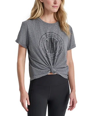 Dkny Sport Women's Rhinestone Medallion Knot T-Shirt