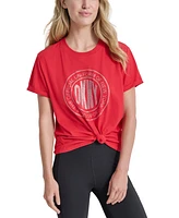 Dkny Sport Women's Rhinestone Medallion Knot T-Shirt